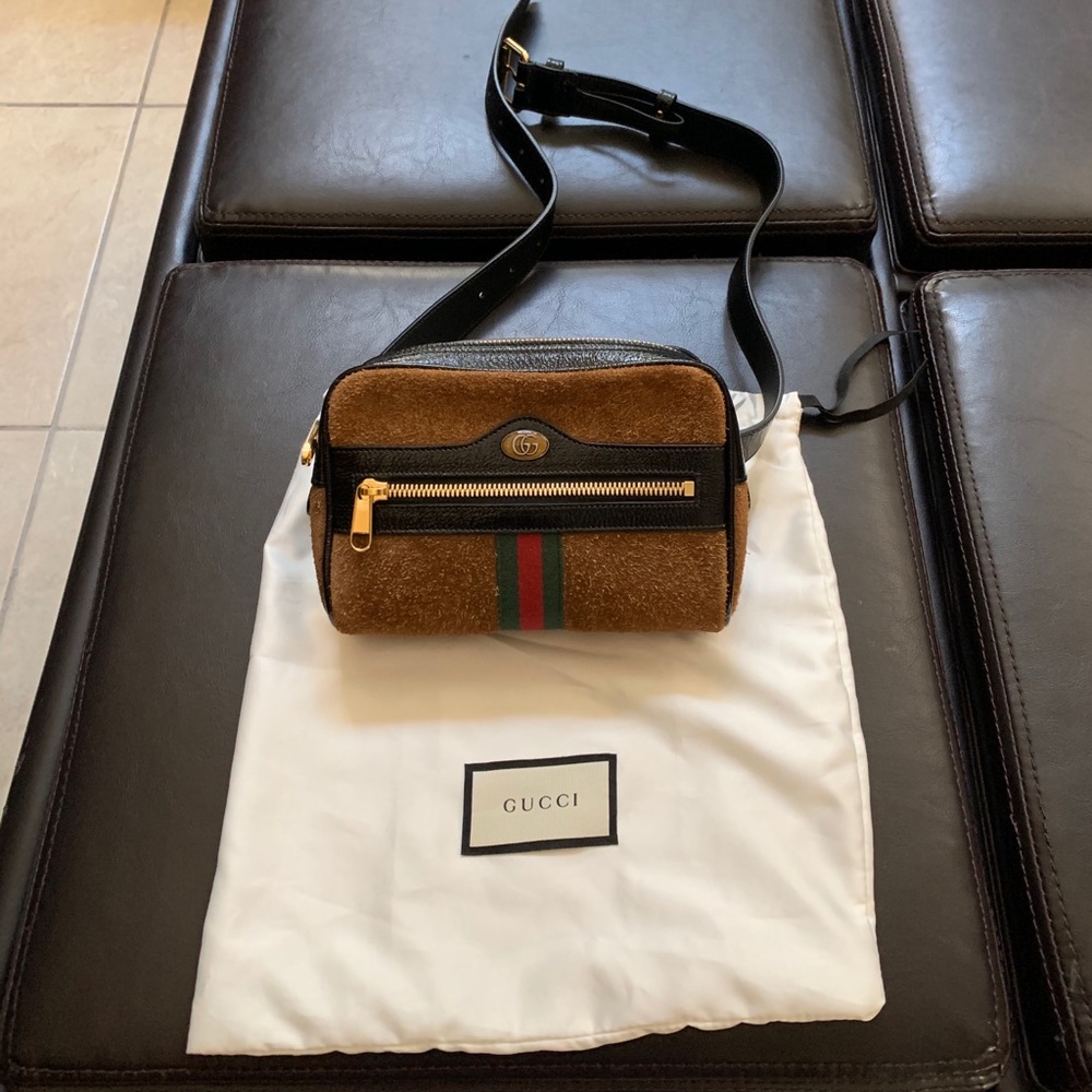 Gucci small suede ophidia belt bag